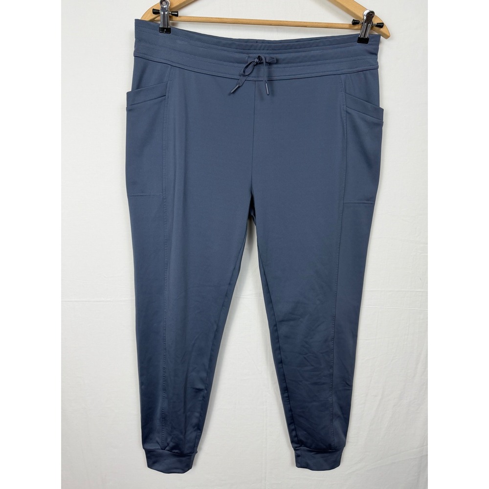 32 Degrees Heat Women Joggers L Blue Activewear Drawstring Pockets Tapered Pants